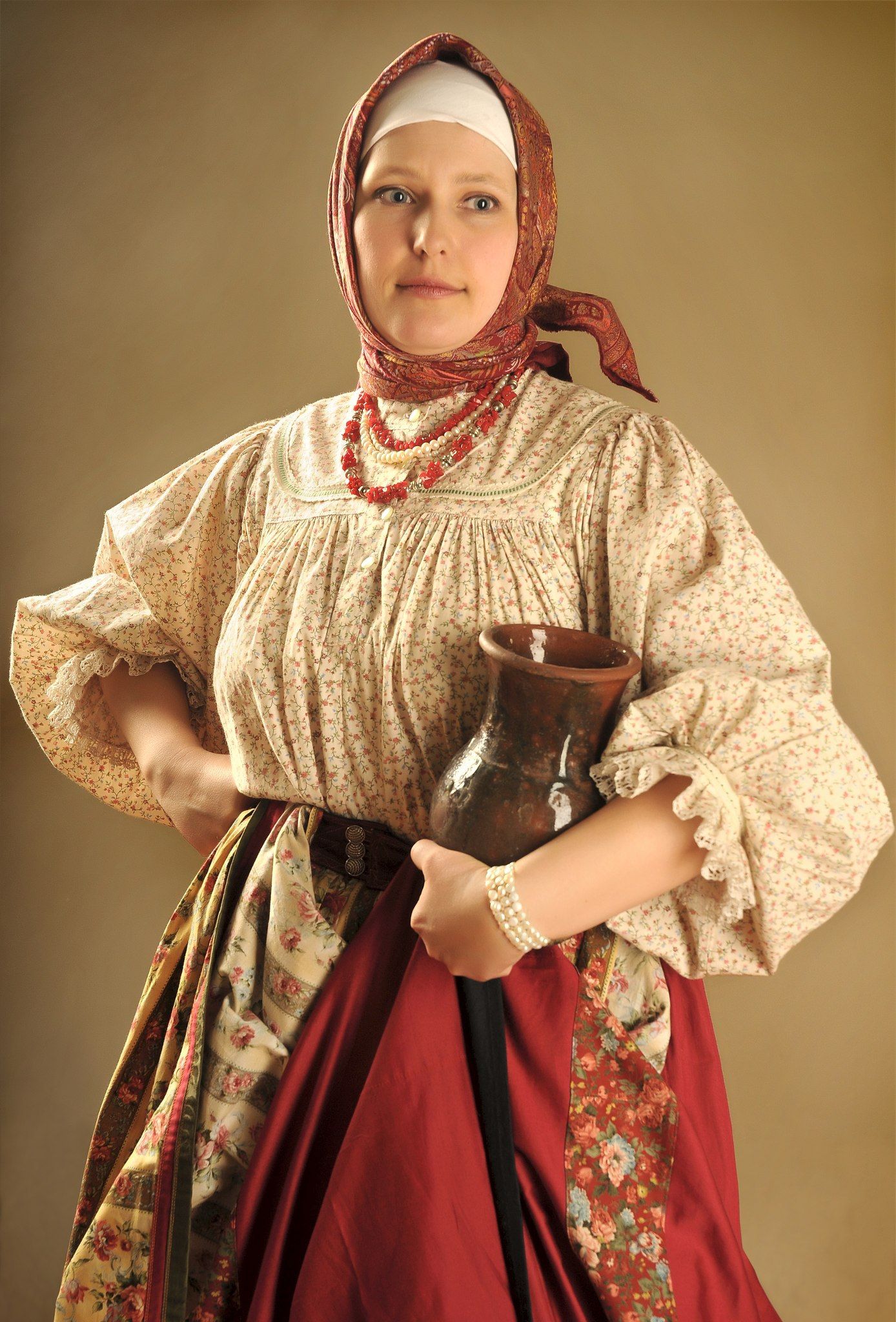 Girls in Slavic costumes in Malaga